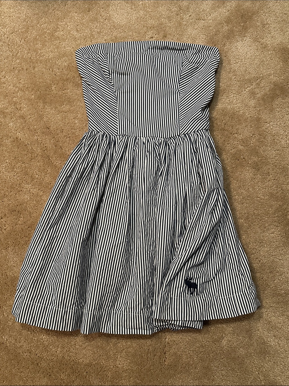abercrombie Navy & White Striped Strapless Sundress